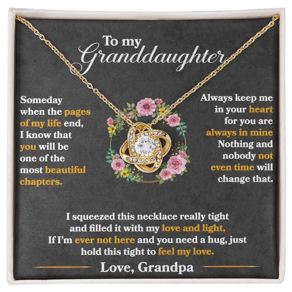 To My Granddaughter, Hold This Tight To Feel My Love - Love Knot Neckalce