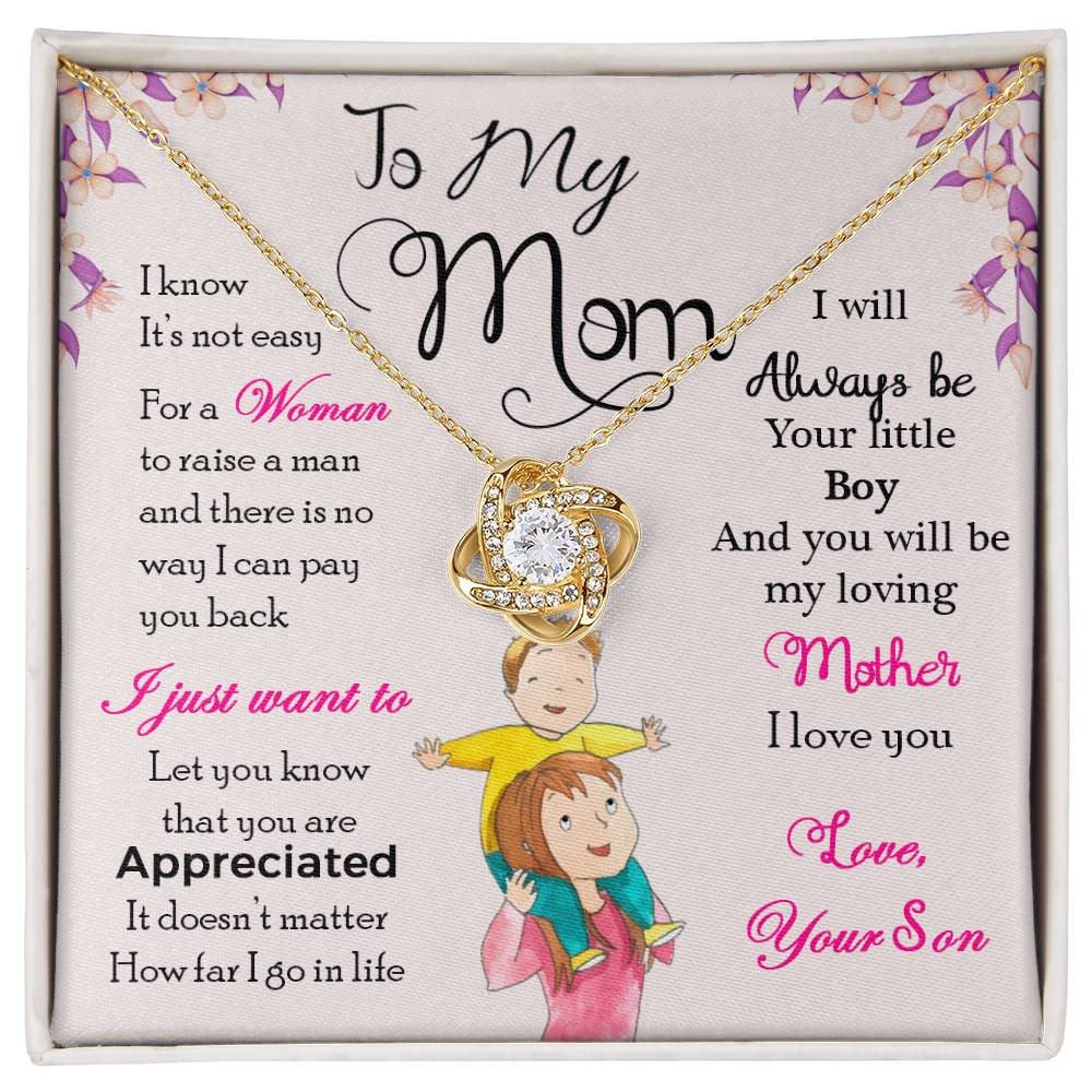To My Mom, I Will Always Be Your Little Boy - Love Knot Neckalce