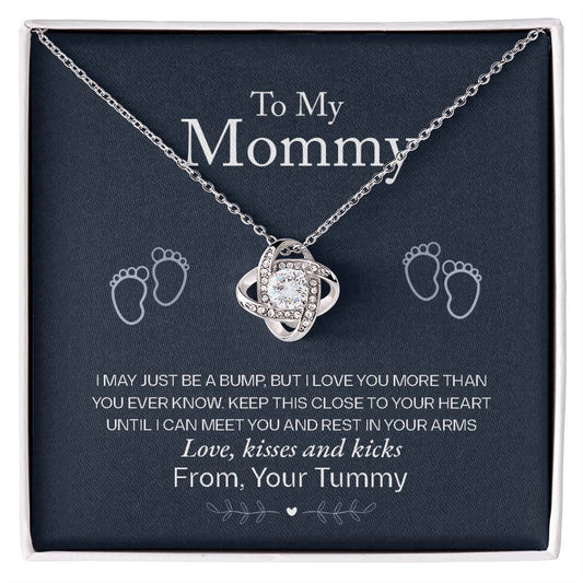 To My Mommy, Love From Your Tummy - Love Knot Neckalce