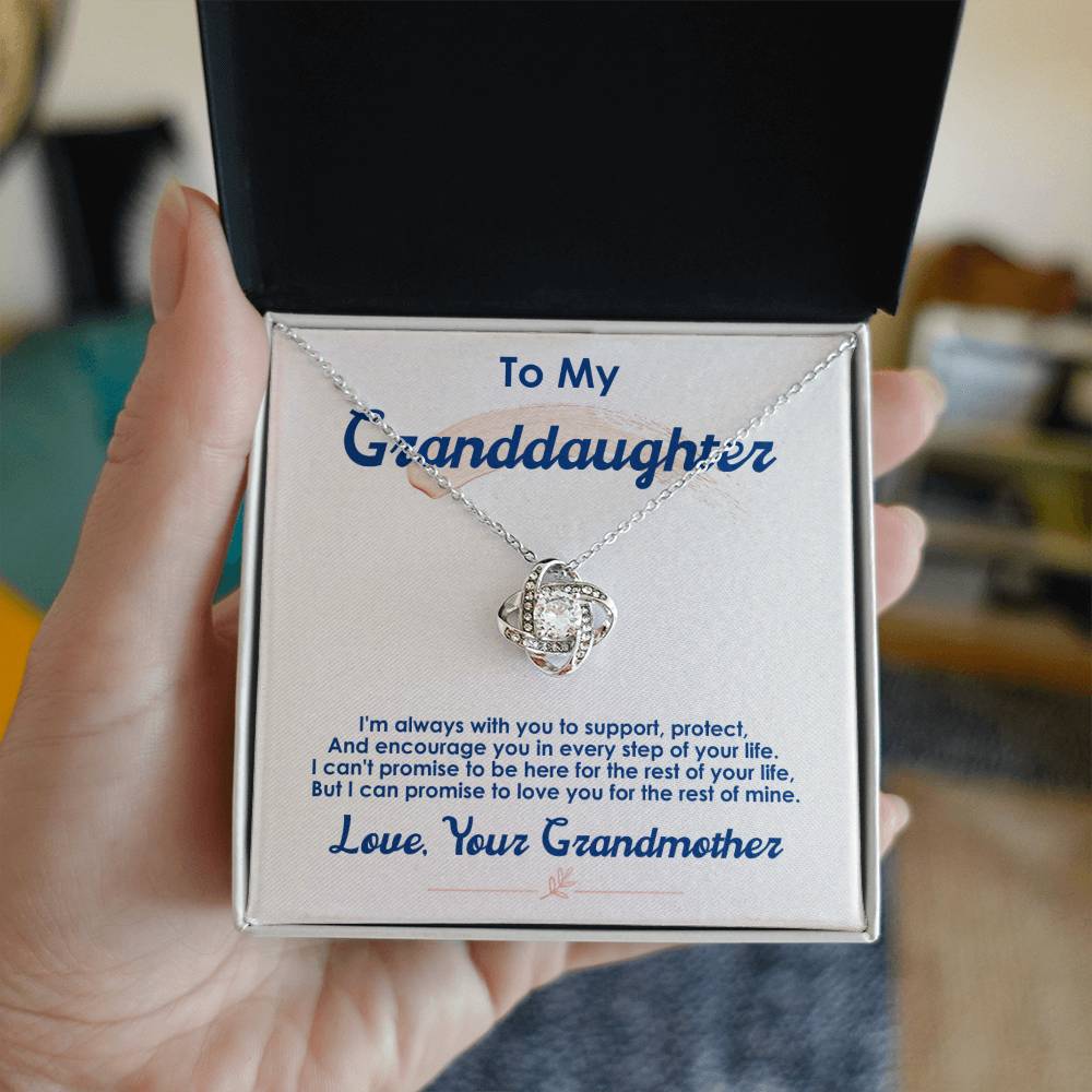 To My Granddaughter, I Love You For The Rest Of My Life - Love Knot Neckalce