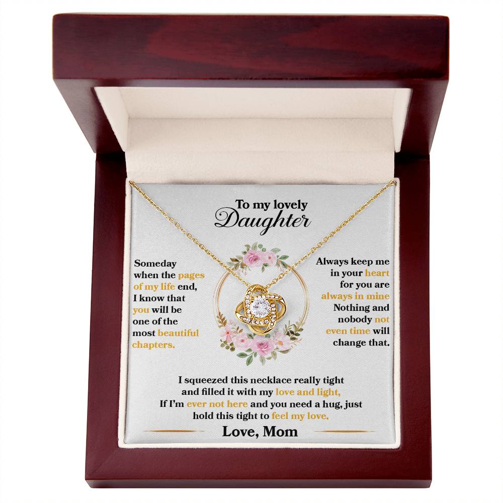 To My Lovely Daughter, Hold This Tight To Feel My Love - Love Knot Neckalce