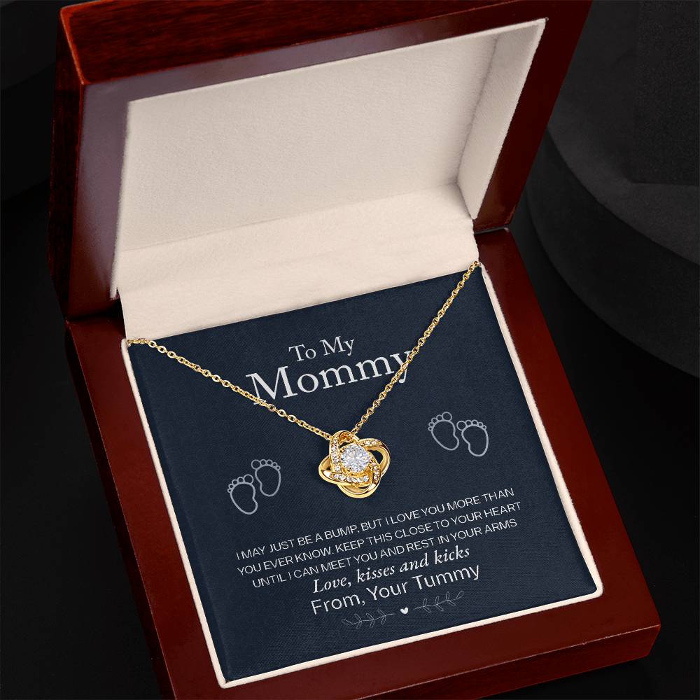 To My Mommy, Love From Your Tummy - Love Knot Neckalce