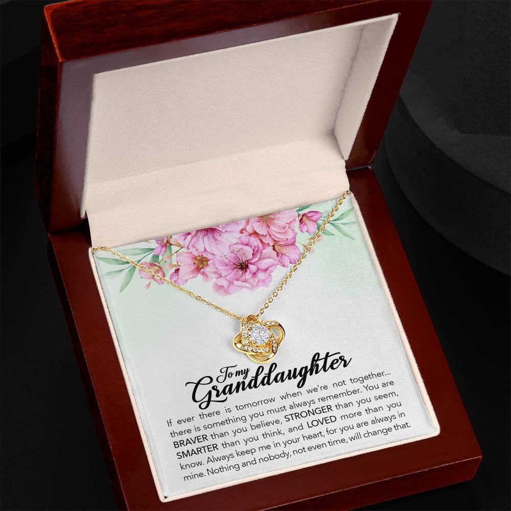 To My Granddaughter, Always Keep Me In Your Heart, - Love Knot Neckalce