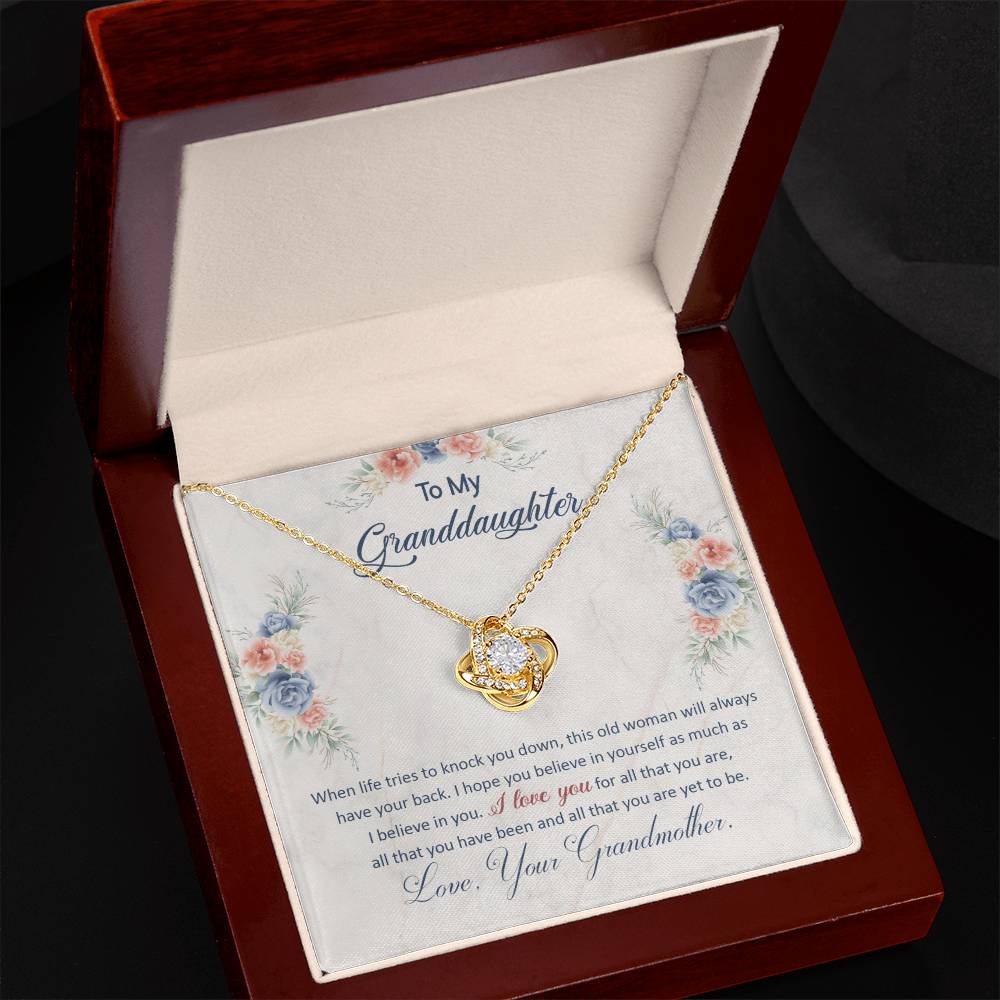 To My Granddaughter, This Old Woman Will Always Have Your Back - Love Knot Neckalce