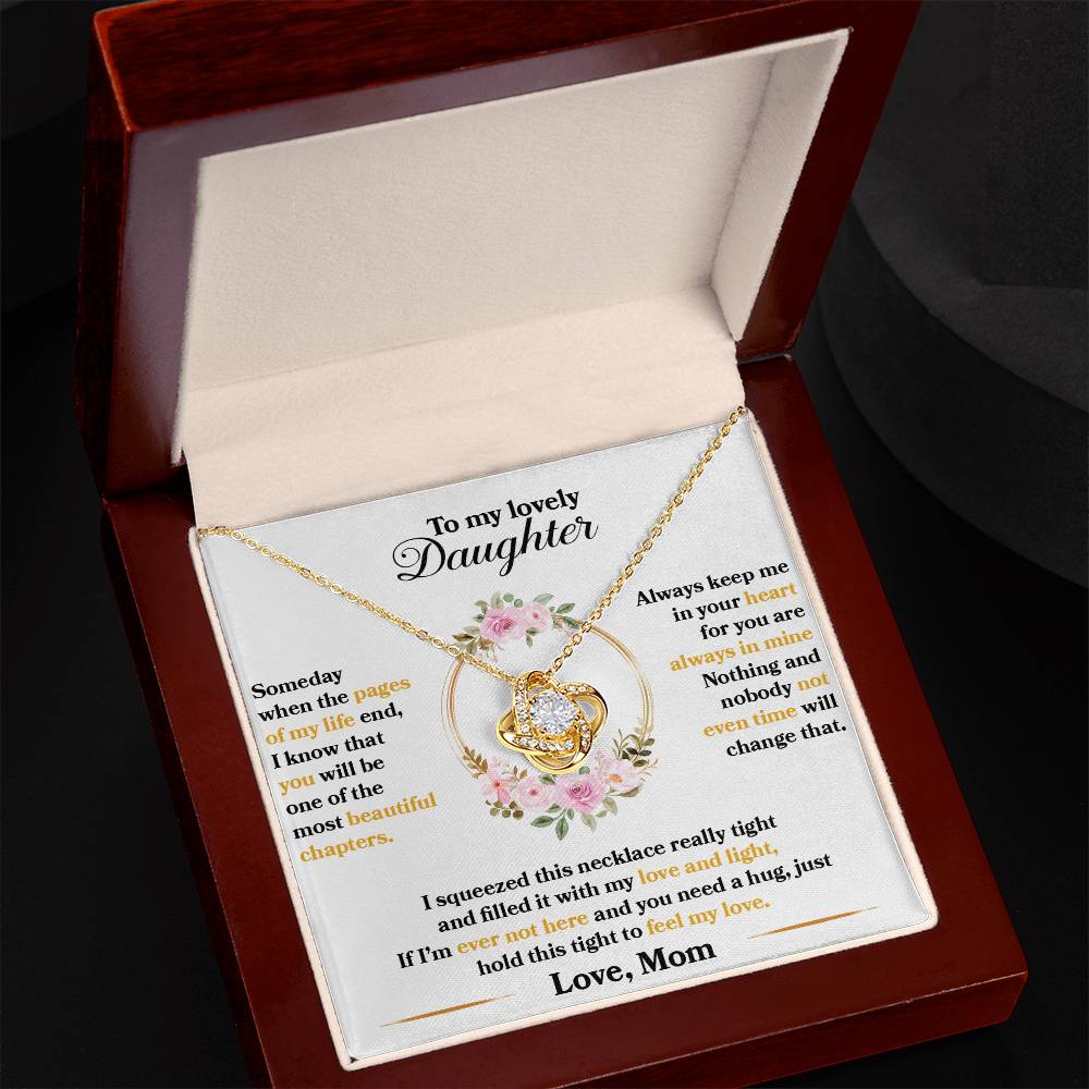 To My Lovely Daughter, Hold This Tight To Feel My Love - Love Knot Neckalce