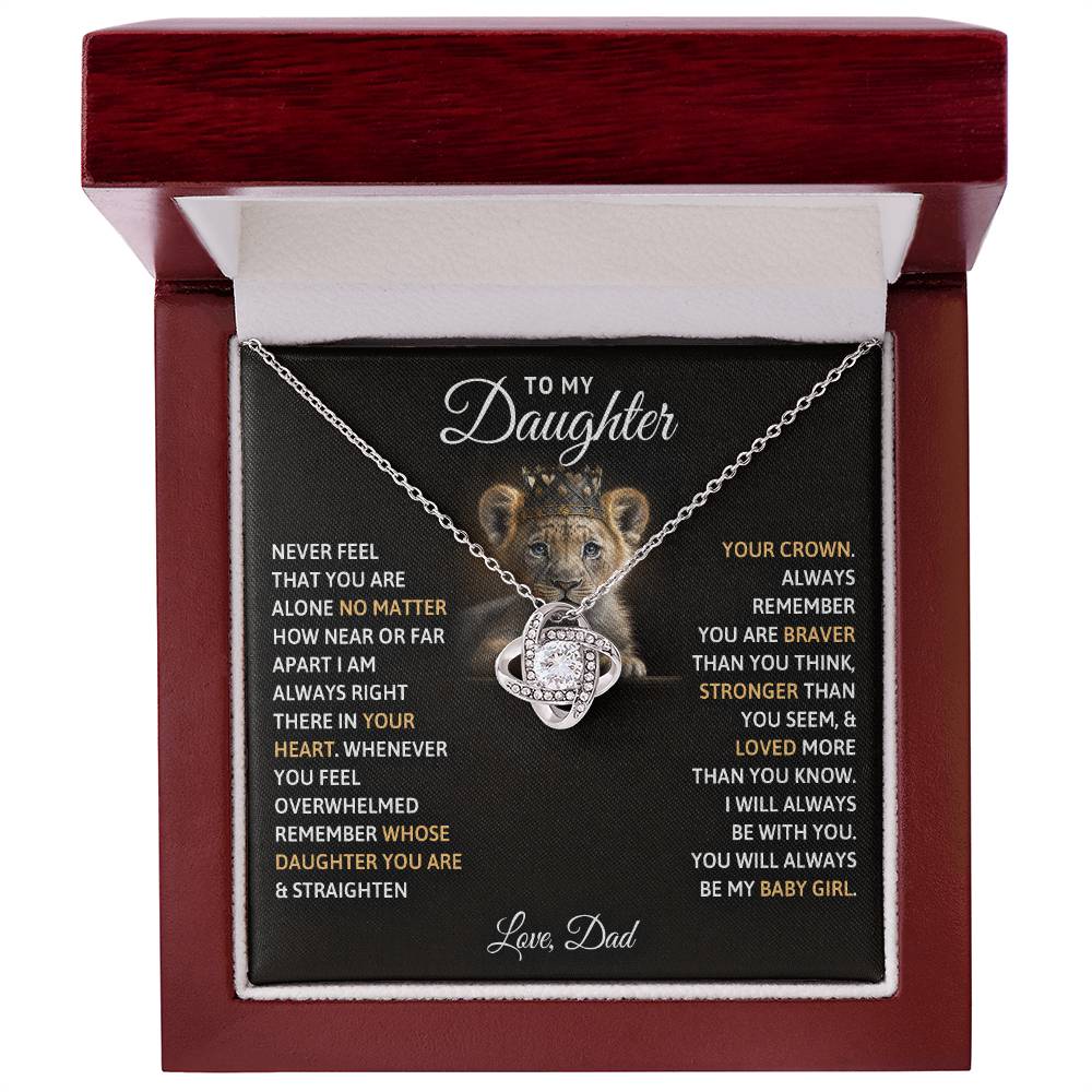 To My Daughter, You Will Always Be My Baby Girls - Love Knot Neckalce