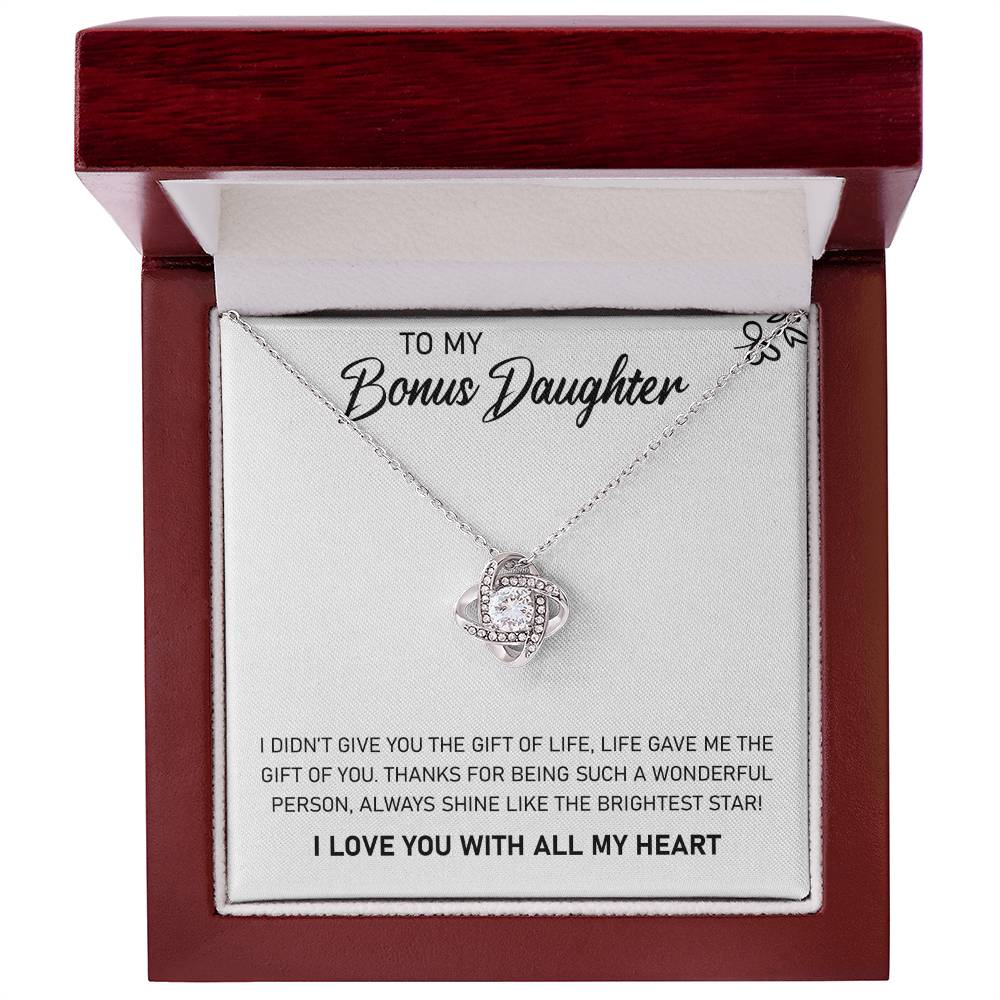To My Bonus Daughter, Always Shine Like The Brightest Star - Love Knot Neckalce