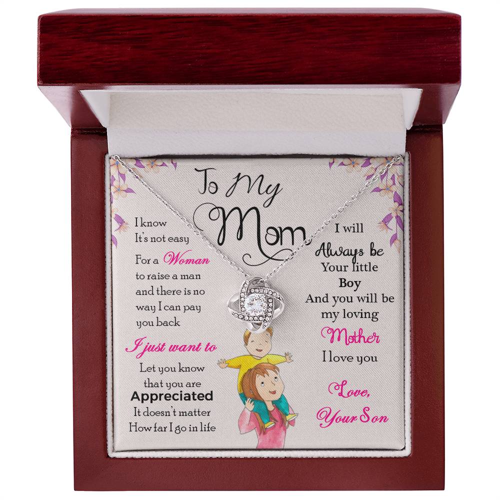 To My Mom, I Will Always Be Your Little Boy - Love Knot Neckalce