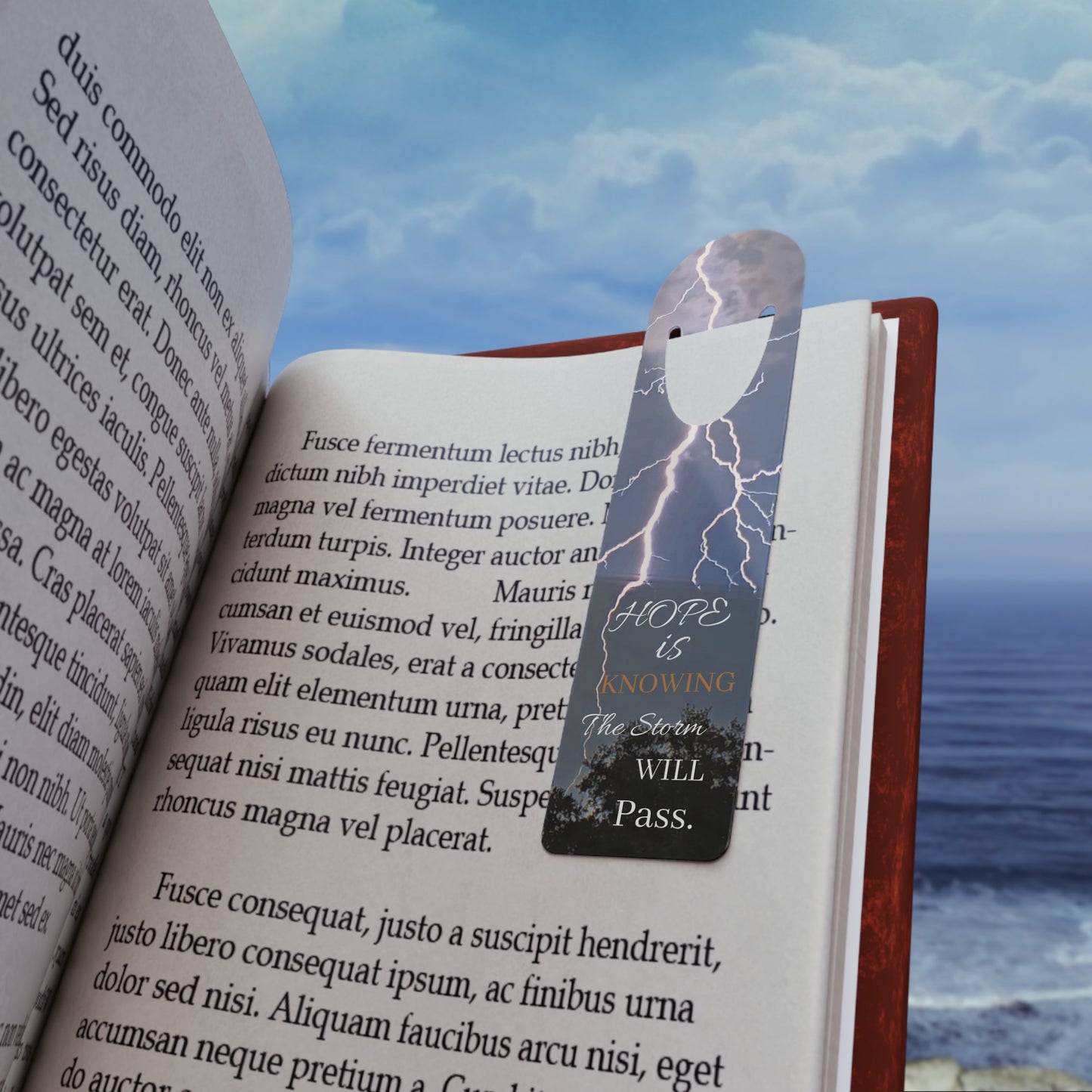 Bookmark - Lightning Strike Hope Aluminum Bookmark, Inspirational Quote, Book Lover Gift, Reading Accessory, Bookish Present, Page Marker