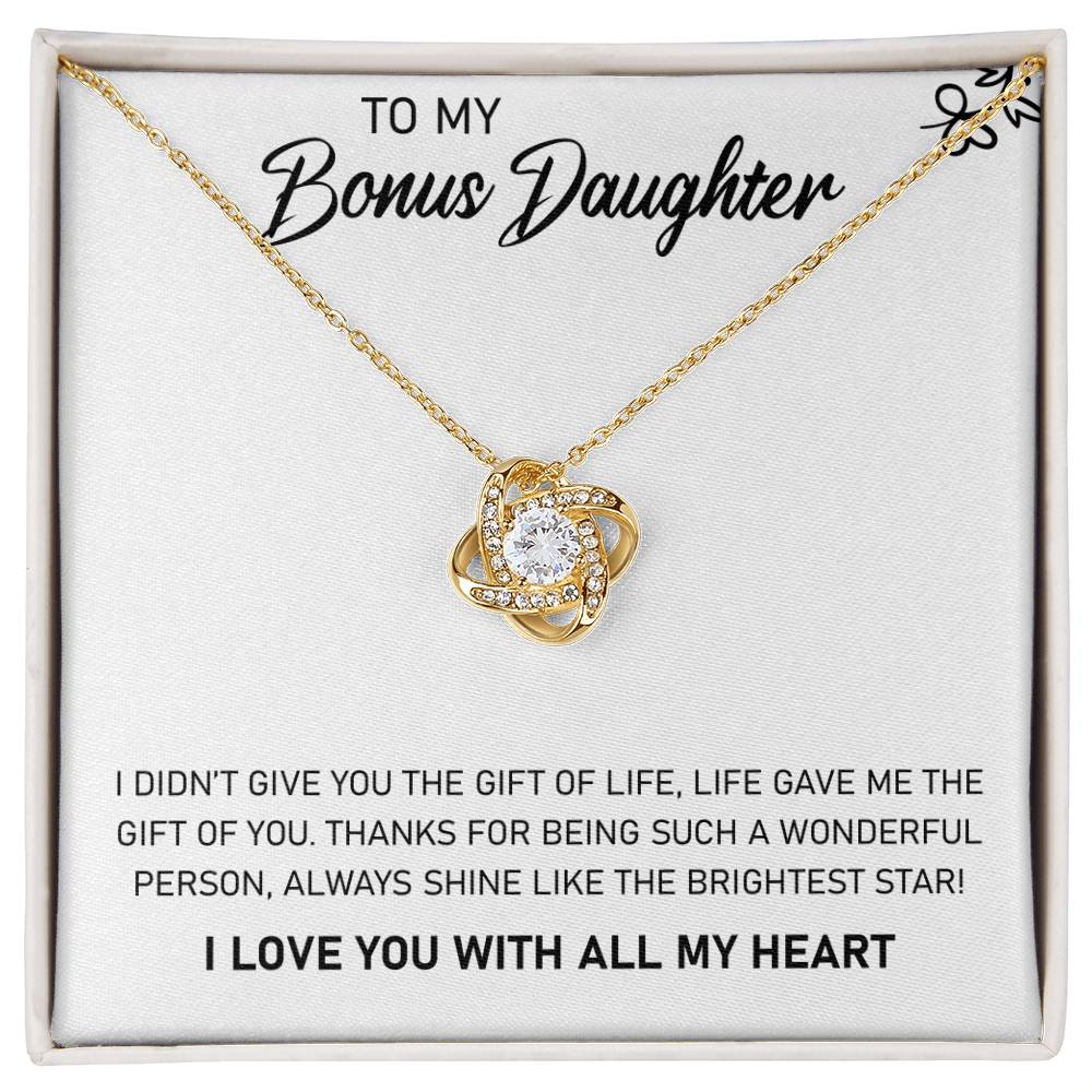 To My Bonus Daughter, Always Shine Like The Brightest Star - Love Knot Neckalce