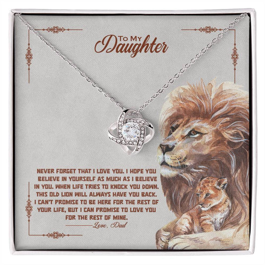 To My Beautiful Daughter, I Promise To Love You For The Rest Of My Life - Love Knot Neckalce