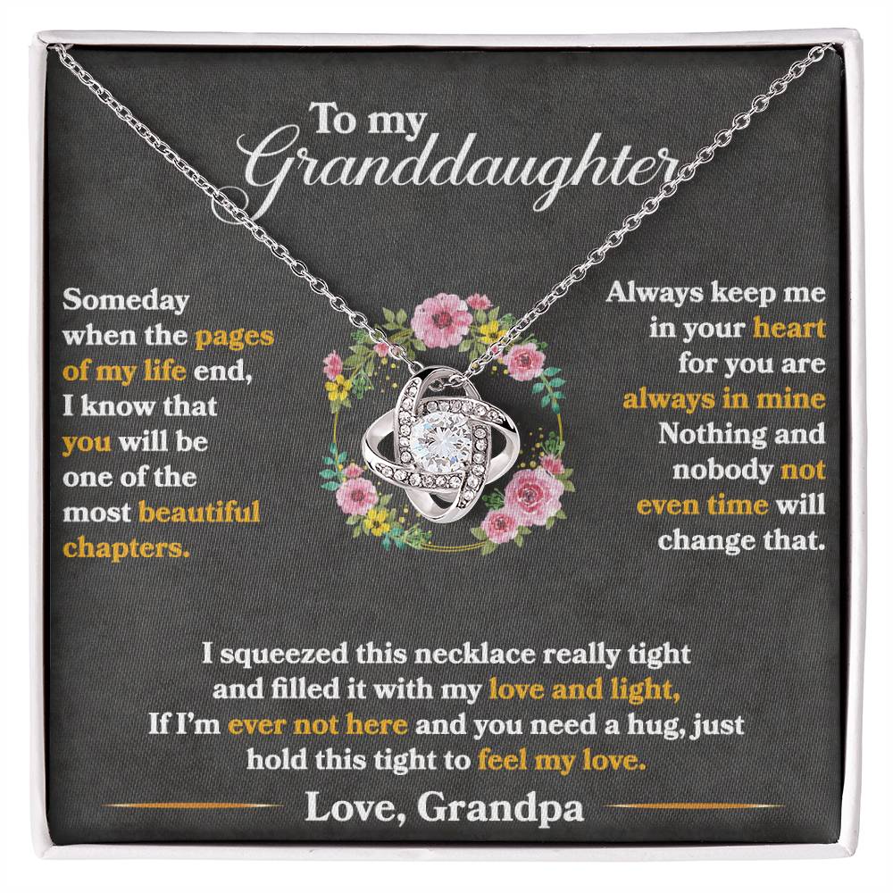 To My Granddaughter, Hold This Tight To Feel My Love - Love Knot Neckalce