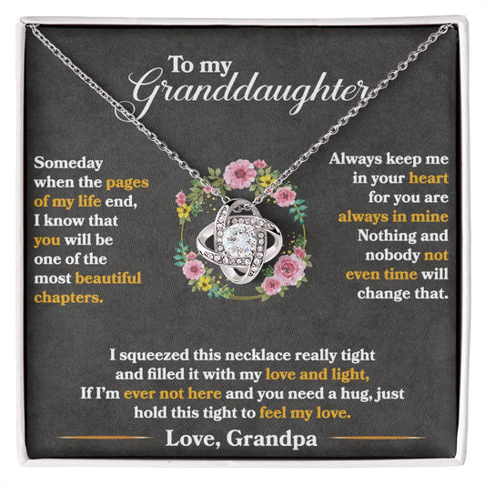 To My Granddaughter, Hold This Tight To Feel My Love - Love Knot Neckalce