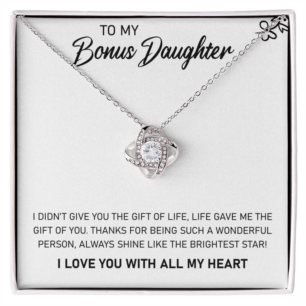To My Bonus Daughter, Always Shine Like The Brightest Star - Love Knot Neckalce