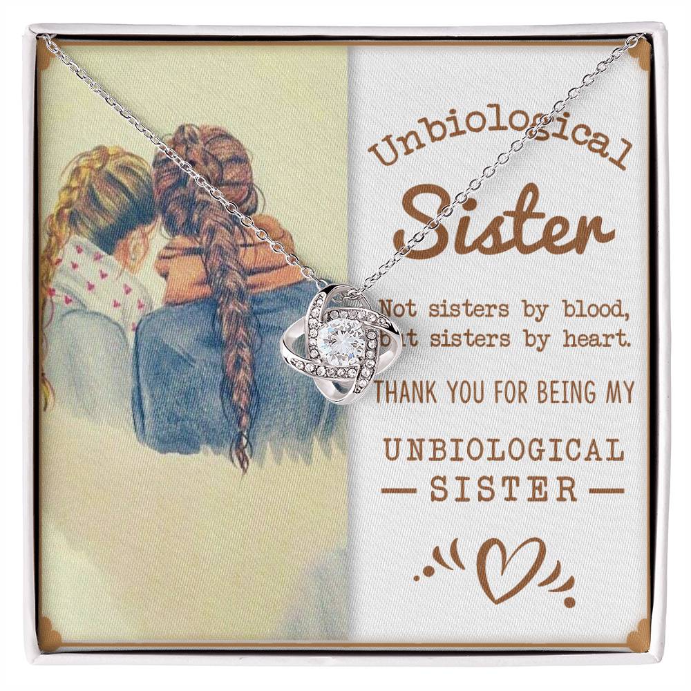 To My Unbiological Sister, Sisters By Heart - Love Knot Neckalce