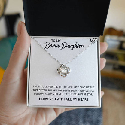 To My Bonus Daughter, Always Shine Like The Brightest Star - Love Knot Neckalce
