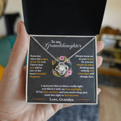 To My Granddaughter, Hold This Tight To Feel My Love - Love Knot Neckalce