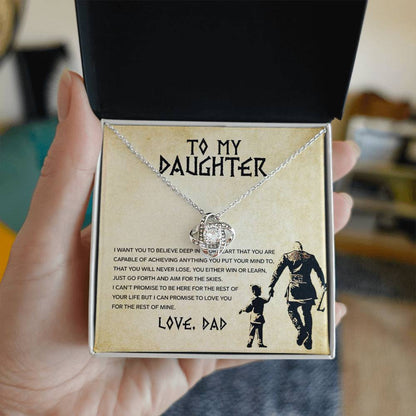 To My Daughter, You Will Never Lose - Love Knot Neckalce