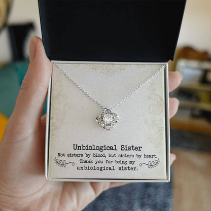 To My Unbiological Sister, Sister By Heart - Love Knot Neckalce