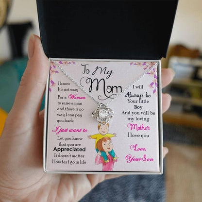 To My Mom, I Will Always Be Your Little Boy - Love Knot Neckalce