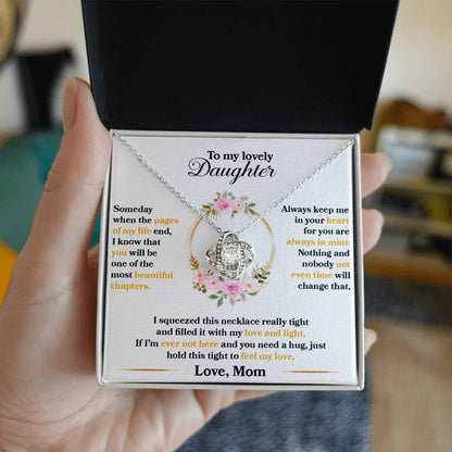 To My Lovely Daughter, Hold This Tight To Feel My Love - Love Knot Neckalce