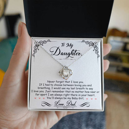 To My Daughter, I_m Always Right Here In Your Heart - Love Knot Neckalce