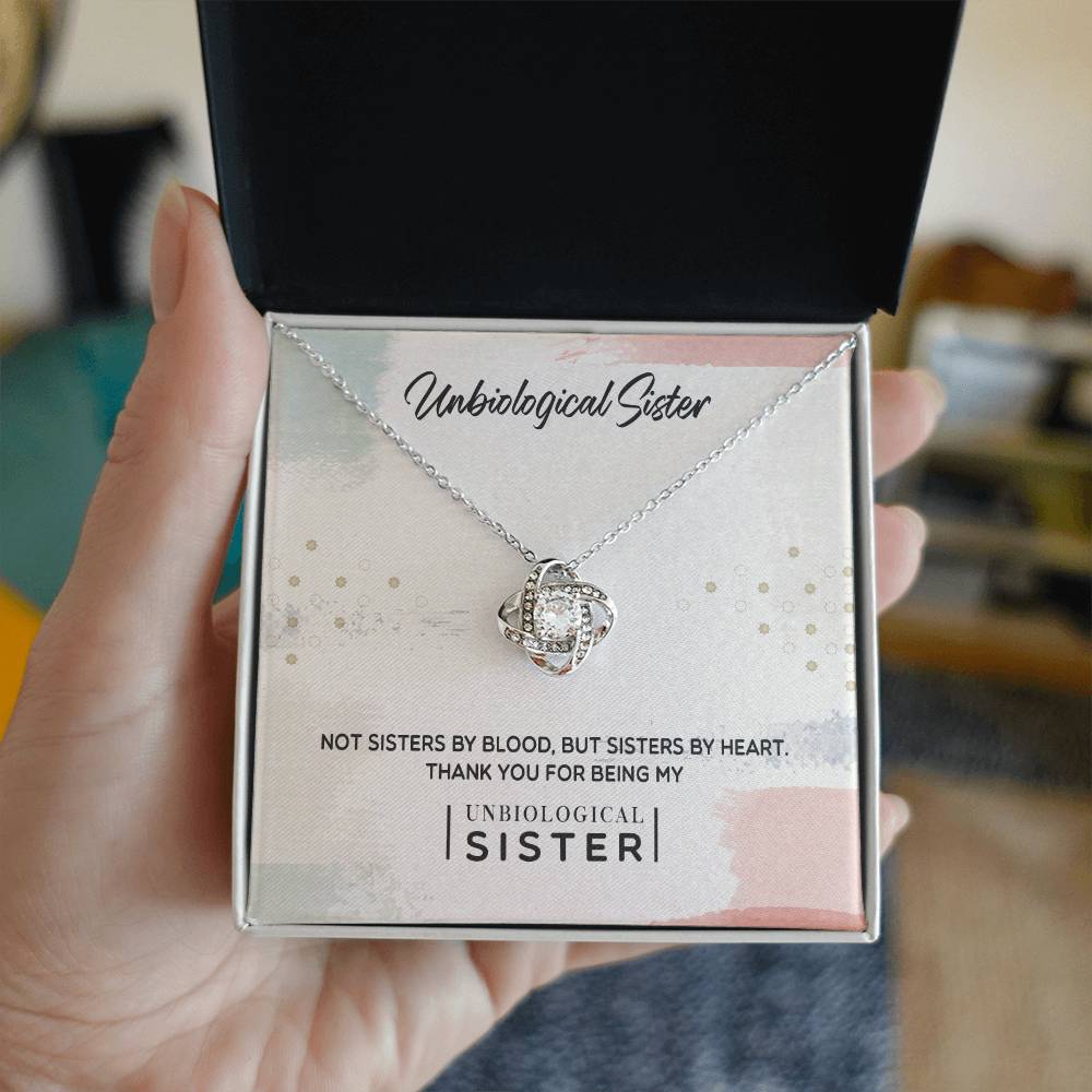 To My Unbiological Sister, Thank You - Love Knot Neckalce