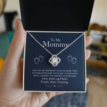 To My Mommy, Love From Your Tummy - Love Knot Neckalce