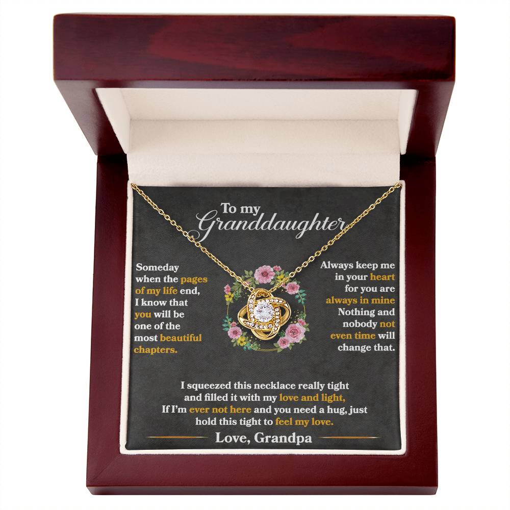 To My Granddaughter, Hold This Tight To Feel My Love - Love Knot Neckalce