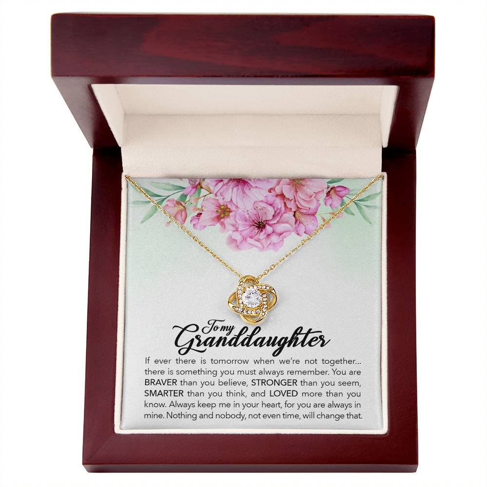 To My Granddaughter, Always Keep Me In Your Heart, - Love Knot Neckalce