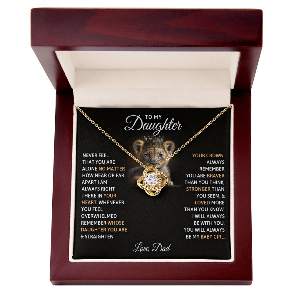 To My Daughter, You Will Always Be My Baby Girls - Love Knot Neckalce