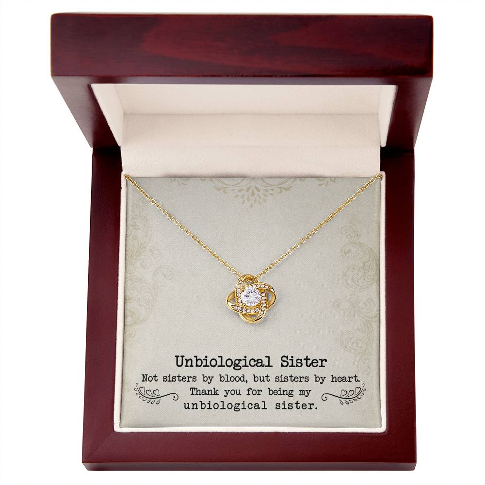 To My Unbiological Sister, Sister By Heart - Love Knot Neckalce