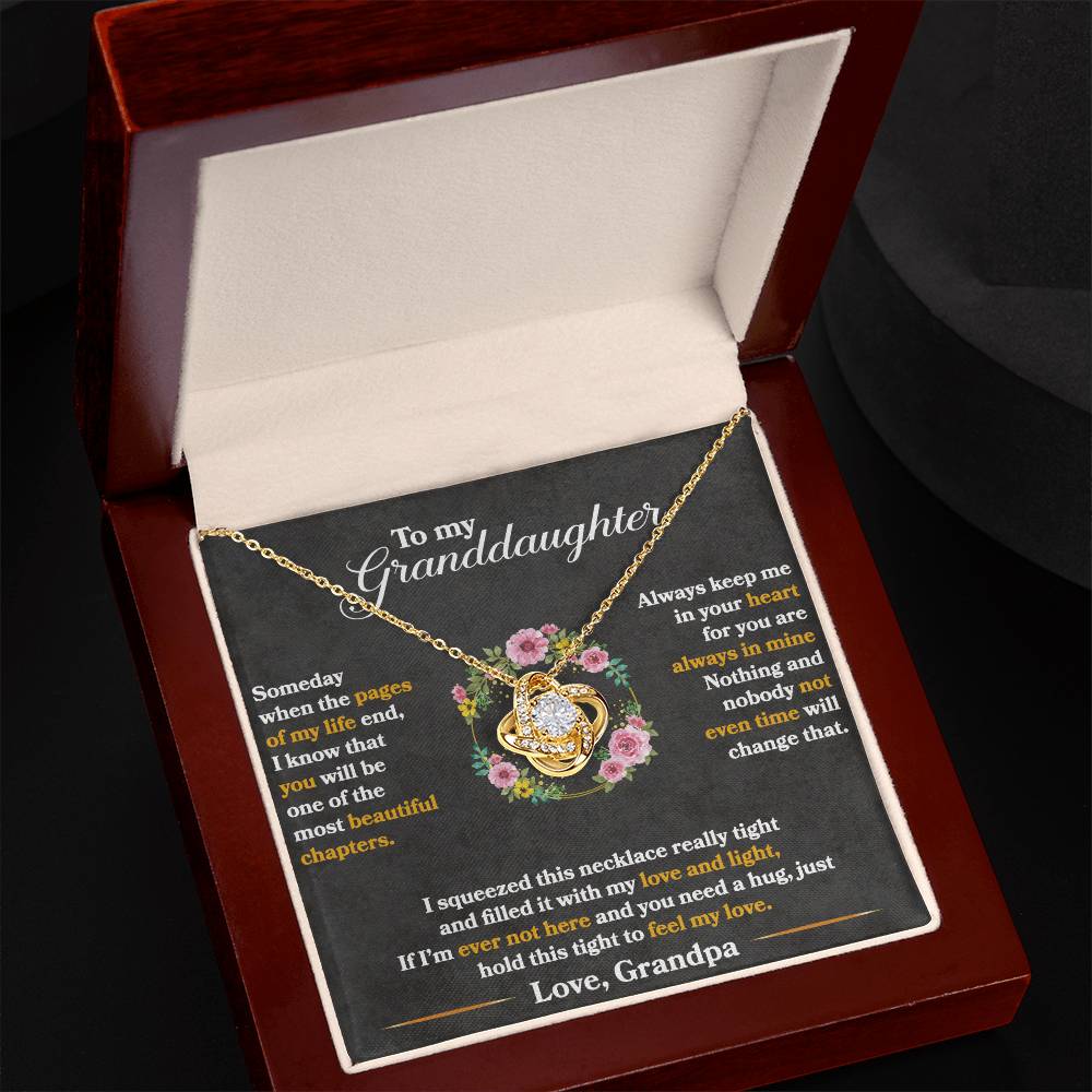 To My Granddaughter, Hold This Tight To Feel My Love - Love Knot Neckalce