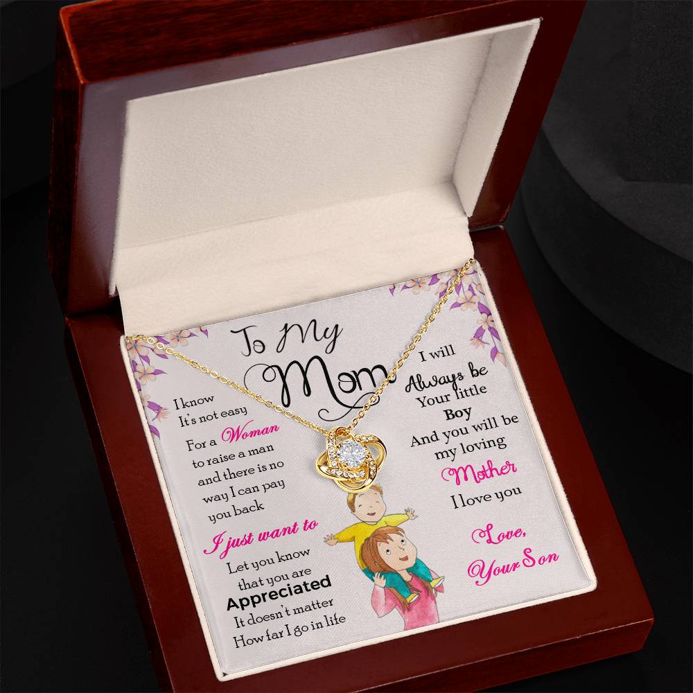To My Mom, I Will Always Be Your Little Boy - Love Knot Neckalce