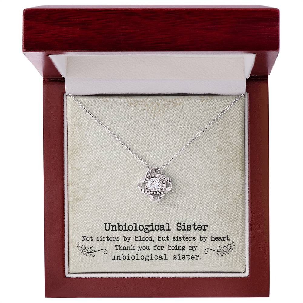 To My Unbiological Sister, Sister By Heart - Love Knot Neckalce