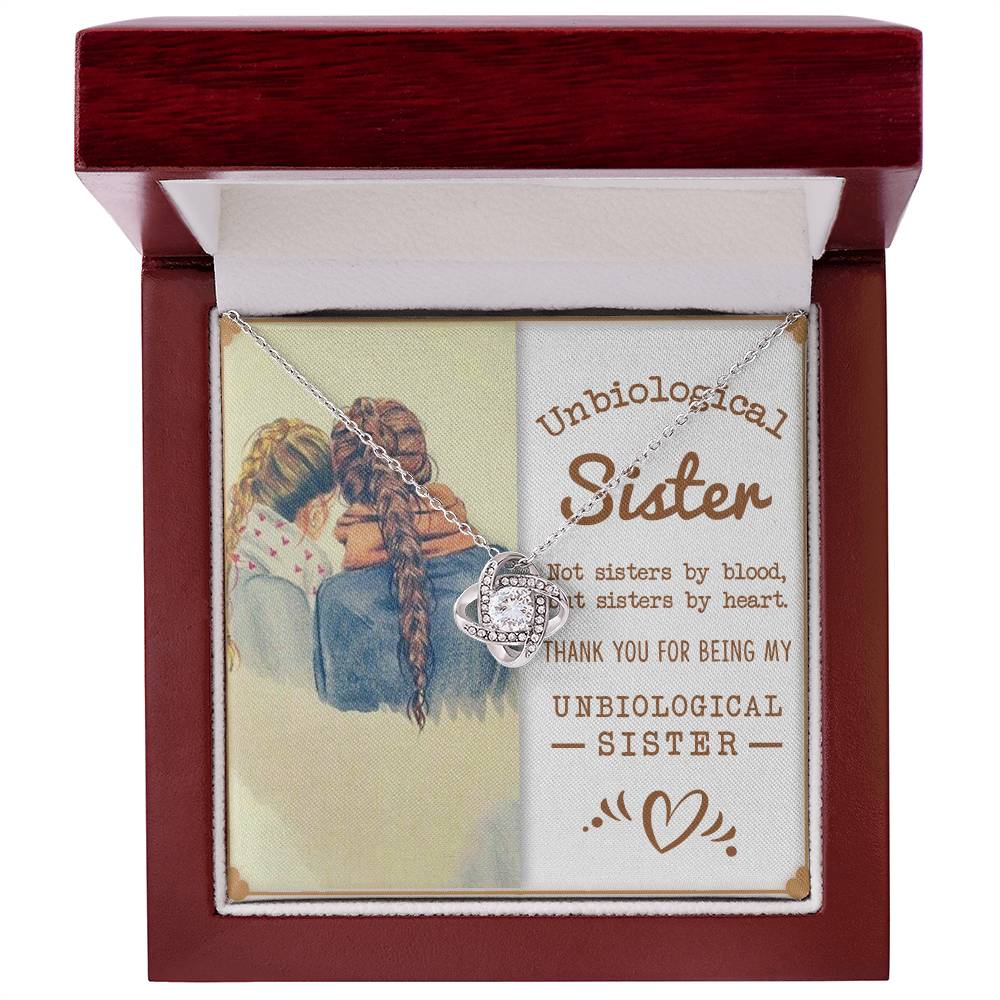 To My Unbiological Sister, Sisters By Heart - Love Knot Neckalce
