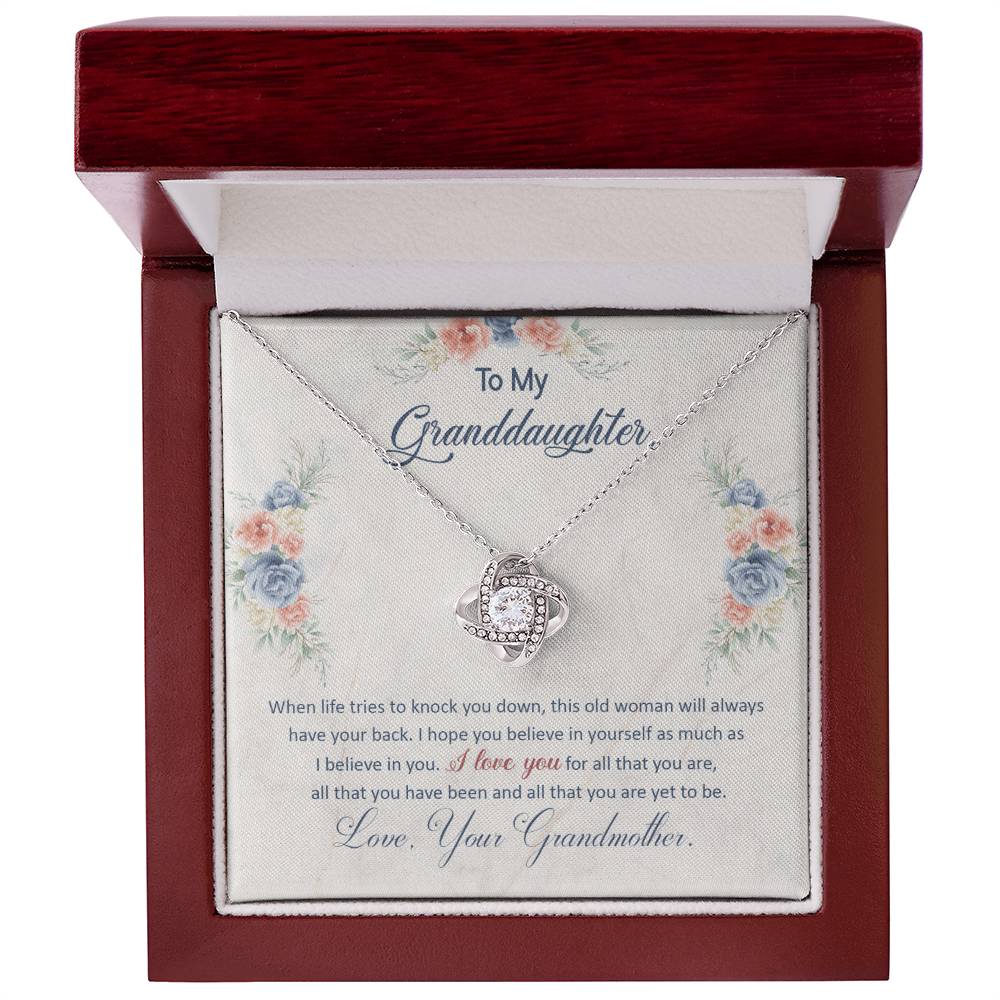 To My Granddaughter, This Old Woman Will Always Have Your Back - Love Knot Neckalce